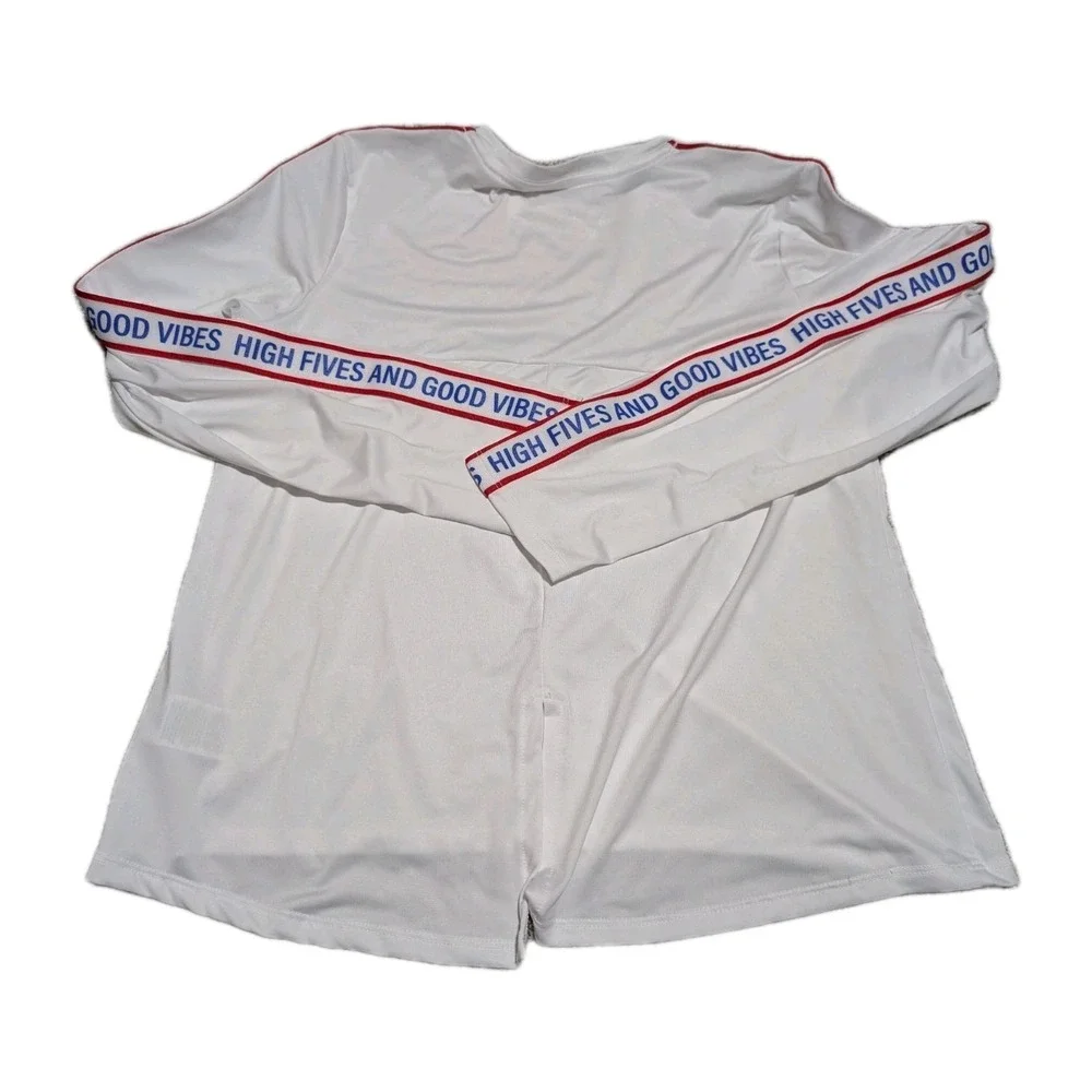 YOUTH GIRLS ATHLETIC WORKS WHITE  XL 14 T-SHIRT w/‎ HIGH FIVES / GOOD VIBES NWT